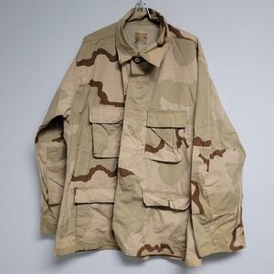 US Army Military Desert Camouflage Combat Coat X- Large Long Ripstop Jacket